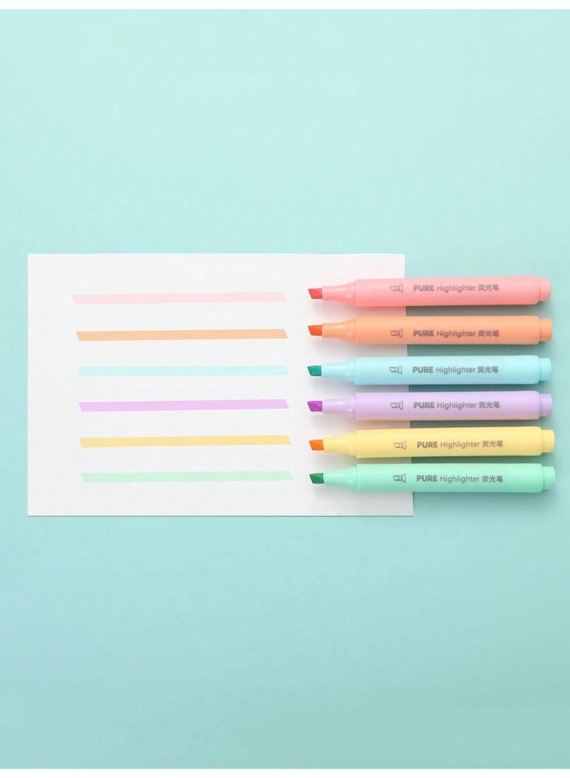 Kaco 6 Colored Fluorescent Markers with Slanted Tip and Eye Protection Effect, Colored Markers, Back to School Stationery for Students (Random Colors) - Image 2